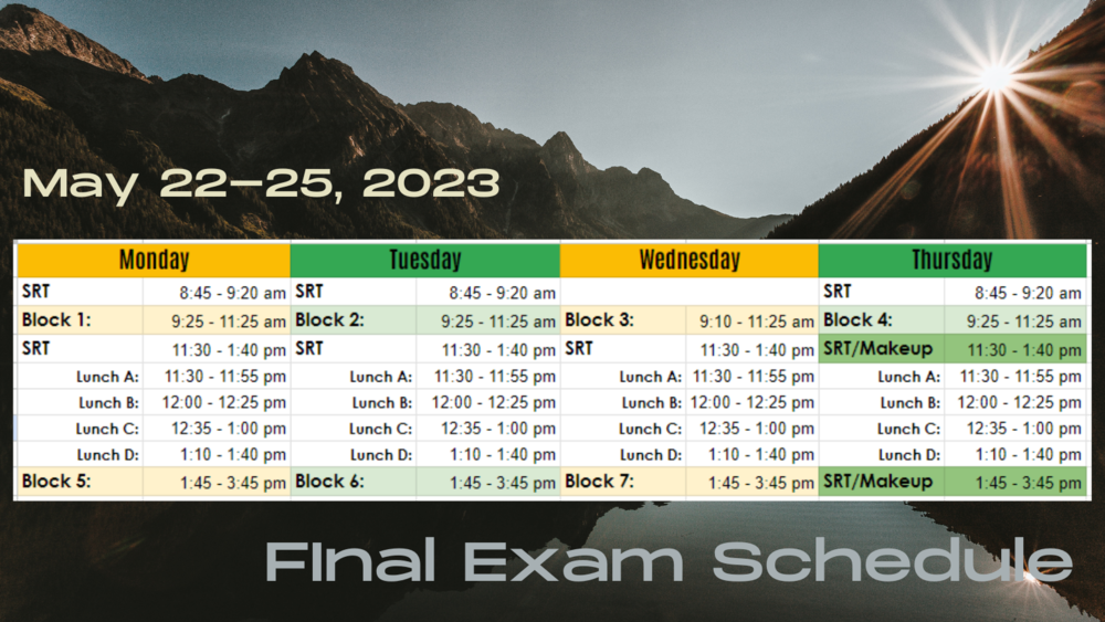 2023 Spring Semester Final Exam Schedule