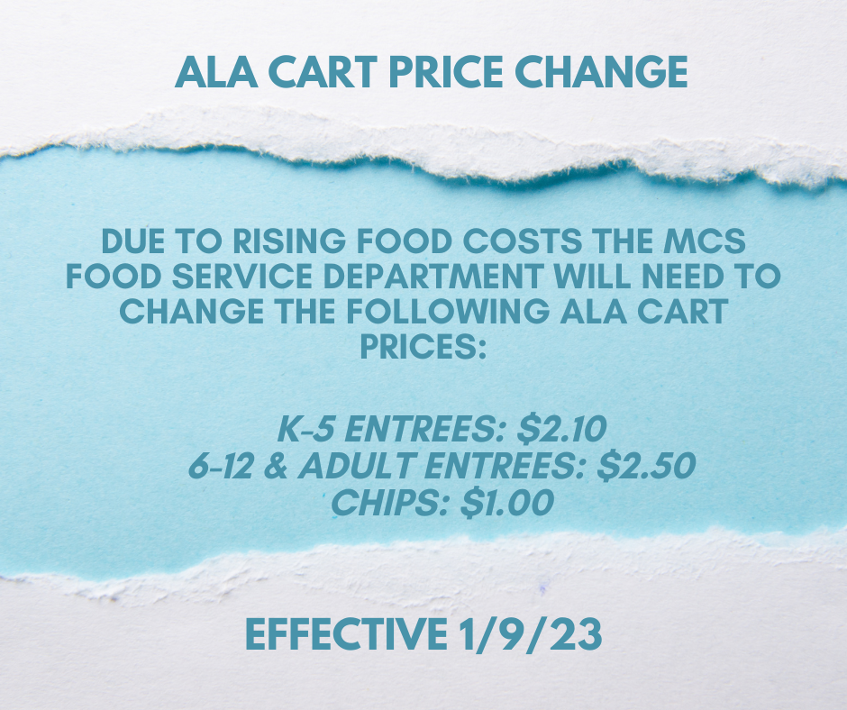 ala cart price change